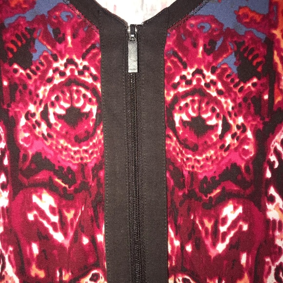 Bonita Bronw Pink Patterned ZIPUp Top Blouse - Picture 4 of 5